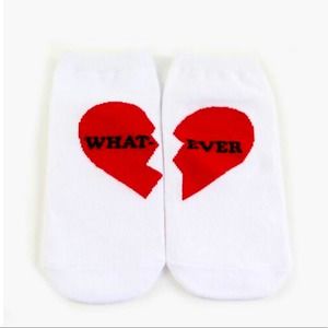 NWT! WHATEVER Broken Valentine Heart Ankle Sock - One Size (21-25cm)